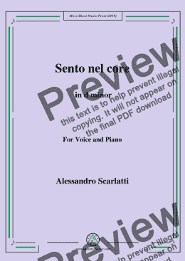 page one of Scarlatti-Sento nel core in d minor,for Voice&Pno