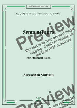 page one of Scarlatti-Sento nel core,for Flute and Piano