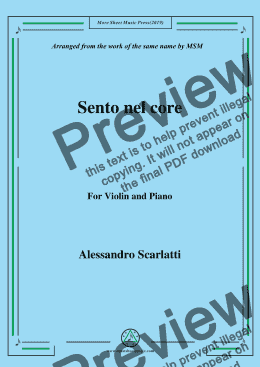 page one of Scarlatti-Sento nel core,for Violin and Piano