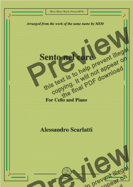 page one of Scarlatti-Sento nel core,for Cello and Piano