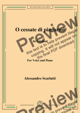 page one of Scarlatti-O cessate di piagarmi in f minor,for Voice&Pno