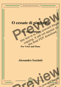 page one of Scarlatti-O cessate di piagarmi in c sharp minor,for Voice&Pno