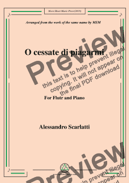 page one of Scarlatti-O cessate di piagarmi,for Flute and Piano