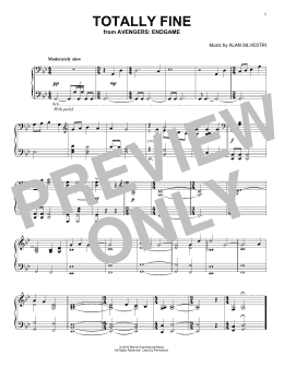 page one of Totally Fine (from Avengers: Endgame) (Piano Solo)