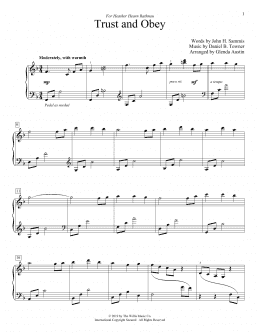 page one of Trust And Obey (arr. Glenda Austin) (Educational Piano)
