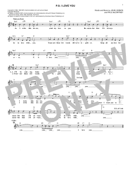 page one of P.S. I Love You (Lead Sheet / Fake Book)