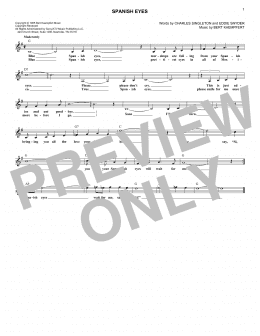 page one of Spanish Eyes (Lead Sheet / Fake Book)