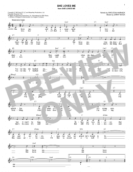 page one of She Loves Me (Lead Sheet / Fake Book)