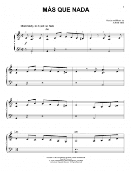 page one of Mas Que Nada (Very Easy Piano)