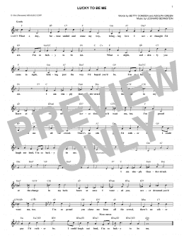 page one of Lucky To Be Me (from On The Town) (Lead Sheet / Fake Book)
