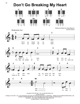 page one of Don't Go Breaking My Heart (Super Easy Piano)