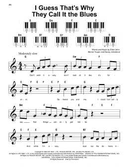 page one of I Guess That's Why They Call It The Blues (Super Easy Piano)