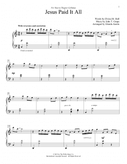 page one of Jesus Paid It All (arr. Glenda Austin) (Educational Piano)