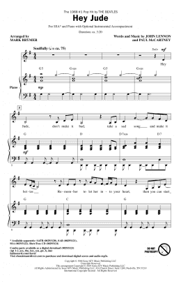 page one of Hey Jude (arr. Mark Brymer) (SSA Choir)