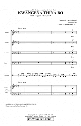 page one of Kwangena Thina Bo (arr. Lhente-Mari Pitout) (TTBB Choir)