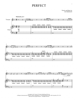 page one of Perfect (Trumpet and Piano)