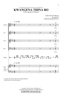 page one of Kwangena Thina Bo (arr. Lhente-Mari Pitout) (SATB Choir)