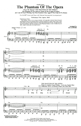 page one of The Phantom Of The Opera (Medley) (arr. Ed Lojeski) (SATB Choir)