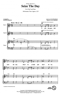 page one of Seize The Day (from Newsies) (arr. Roger Emerson) (2-Part Choir)