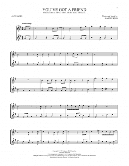 page one of You've Got A Friend (from Beautiful: The Carole King Musical) (Alto Sax Duet)