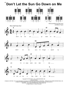 page one of Don't Let The Sun Go Down On Me (Super Easy Piano)
