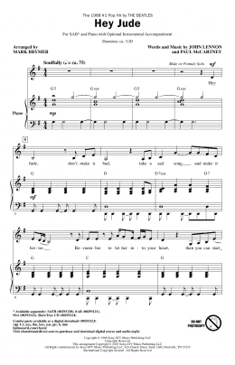 page one of Hey Jude (arr. Mark Brymer) (SAB Choir)