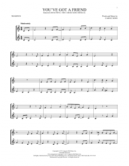 page one of You've Got A Friend (from Beautiful: The Carole King Musical) (Trumpet Duet)