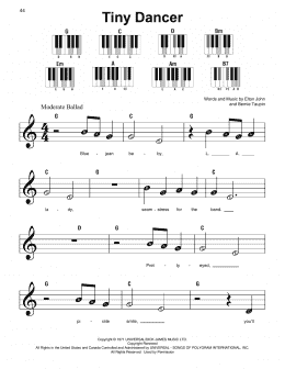 page one of Tiny Dancer (Super Easy Piano)