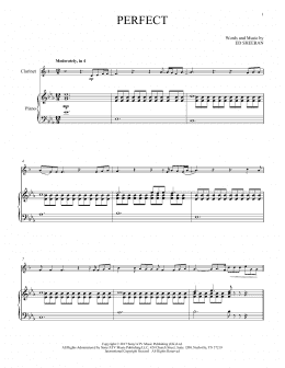 page one of Perfect (Clarinet and Piano)