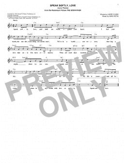 page one of Speak Softly, Love (Love Theme) (Lead Sheet / Fake Book)