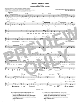page one of Take My Breath Away (Love Theme) (Lead Sheet / Fake Book)