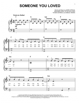 page one of Someone You Loved (Very Easy Piano)