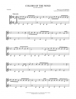 page one of Colors Of The Wind (from Pocahontas) (arr. Mark Phillips) (Violin Duet)