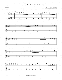 page one of Colors Of The Wind (from Pocahontas) (Flute Duet)