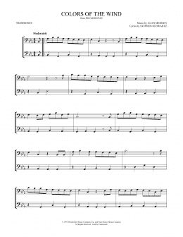 page one of Colors Of The Wind (from Pocahontas) (arr. Mark Phillips) (Trombone Duet)