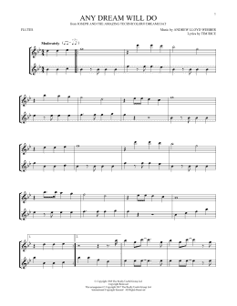 page one of Any Dream Will Do (from Joseph And The Amazing Technicolor Dreamcoat) (Flute Duet)