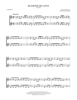 page one of Seasons Of Love (from Rent) (Clarinet Duet)