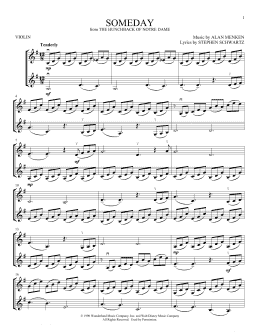 page one of Someday (from The Hunchback Of Notre Dame) (Violin Duet)