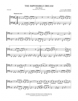 page one of The Impossible Dream (The Quest) (Cello Duet)