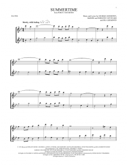 page one of Summertime (from Porgy and Bess) (Flute Duet)