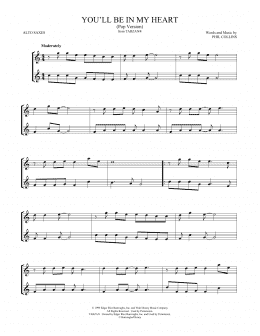 page one of You'll Be In My Heart (Pop Version) (from Tarzan) (Alto Sax Duet)