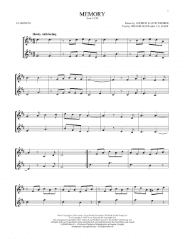 page one of Memory (from Cats) (Clarinet Duet)