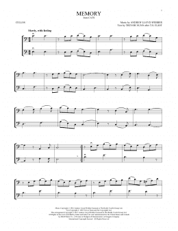 page one of Memory (from Cats) (Cello Duet)