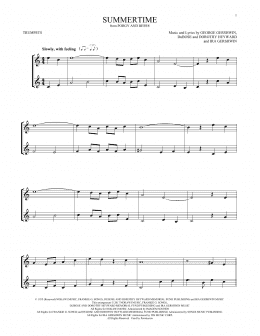 page one of Summertime (from Porgy and Bess) (Trumpet Duet)
