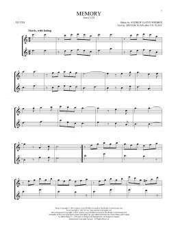 page one of Memory (from Cats) (Flute Duet)