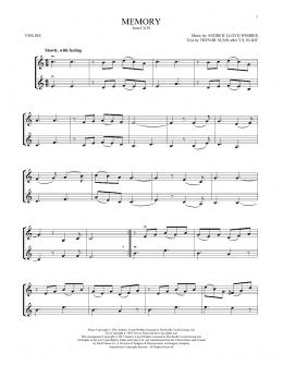 page one of Memory (from Cats) (Violin Duet)