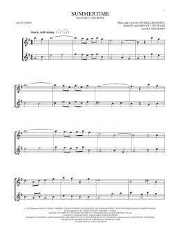page one of Summertime (from Porgy and Bess) (Alto Sax Duet)