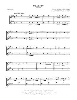 page one of Memory (from Cats) (Alto Sax Duet)