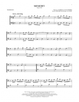 page one of Memory (from Cats) (Trombone Duet)