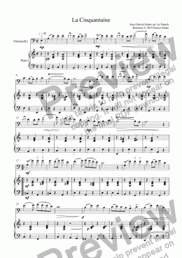 page one of La Cinquantaine for Cello and Piano
